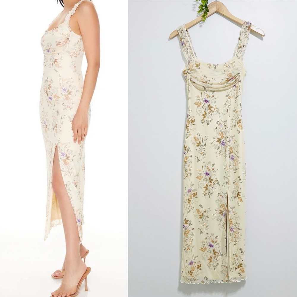 Forever 21 NWT Cream Floral Fitted Party Summer Dress